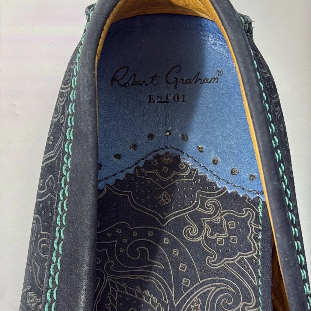Robert Graham Men's‎ Verrazano Black & Teal Loafers